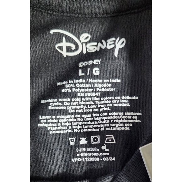 Disney Large Mickey Mouse Graphic Crew Neck Cotton/Polyester Black T Shirt - Picture 10 of 10
